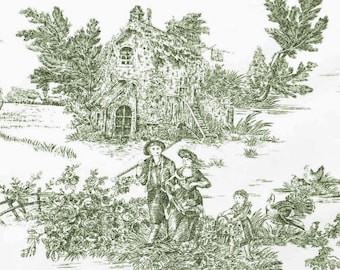 Toile De Jouy Pattern Fabric - 10 Different Colors | Product Made in Italy | 100% Pure Cotton | 180 cm (71 inches) Wide