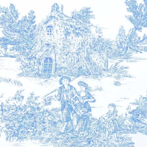 Toile De Jouy Pattern Fabric - 10 Different Colors | Product Made in Italy | 100% Pure Cotton | 180 cm (71 inches) Wide