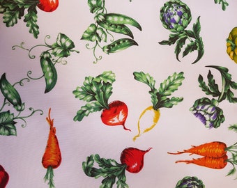 Vegetables Pattern Fabric | Product Made in Italy | 100% Pure Cotton | 180 cm (71 inches) Wide