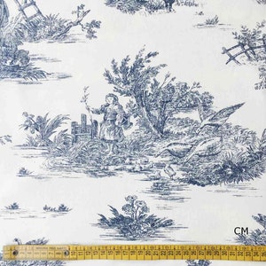 Toile de Jouy Tessuto Resinato Antimacchia di tutti i colori Prodotto Made in Italy 100%Cotone Altezza 180cmVendita al Metro immagine 4