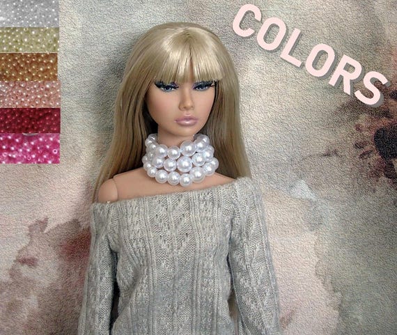 Monikafashiondoll, necklace for a "12" doll: B, Color Infusion, Handmade, Nuface,Fr,Fr2, Fashion Royalty, Lovetones.