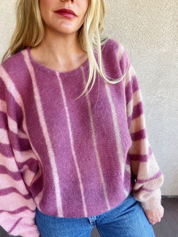 80s Vintage | Carrick's Mauve & Pink Ombre Stripe… - image 3