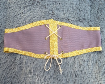Santiney Dusty Lavender and Golden Yellow Cinch Belt Corset Swiss Waist for 25"-28" Waist Size XS