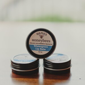 Wintergreen Lip Balm: Organic Beeswax, Shea Butter, Coconut Oil (0.5 oz)