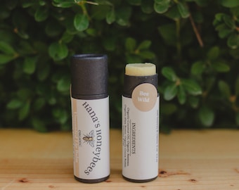 Eco-friendly Organic Unscented Fragrance Free Lip Balm Tube 0.3 oz, Cardboard Tube, Beeswax and Coconut Oil, Gifts, Essential Oils