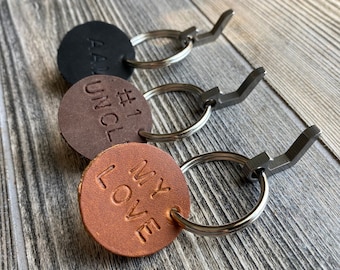 Small Bottle Opener MINIMAL Leather Keychain Tiny Small Rustic Modern Gift for Him Father's Day, Groomsmen, Anniversary Gift