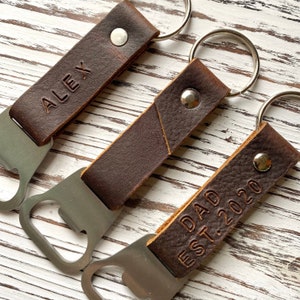 Personalized Bottle Opener Keychain Custom Beer Opener Keyfob Made in USA - Gift for Him, Father&#39;s Day, Groomsmen Gift