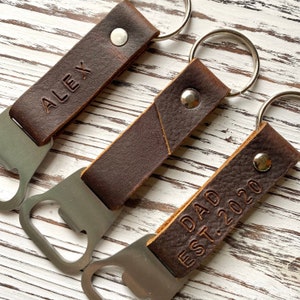 Personalized Bottle Opener Keychain Custom Beer Opener Keyfob Made in USA - Gift for Him, Father's Day, Groomsmen Gift