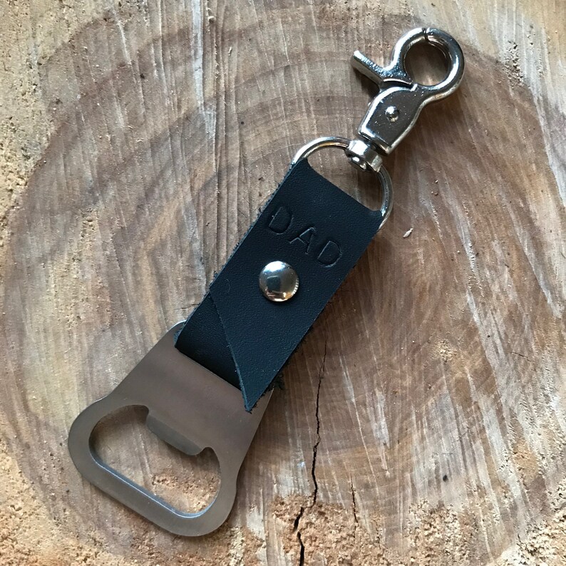 Monogram Bottle Opener Keychain Leather Key Fob Groomsmen Gift Etsy