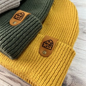 Gorro infantil con estampado de trozos de queso - Gorro de punto con estampado de cabeza de queso - Gorro cómodo con parche de trozos de queso de los Packers