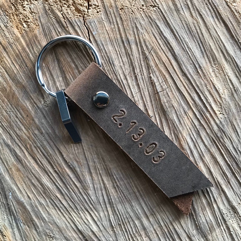 Custom MINIMAL Bottle Opener Leather Keychain Tiny Small Etsy