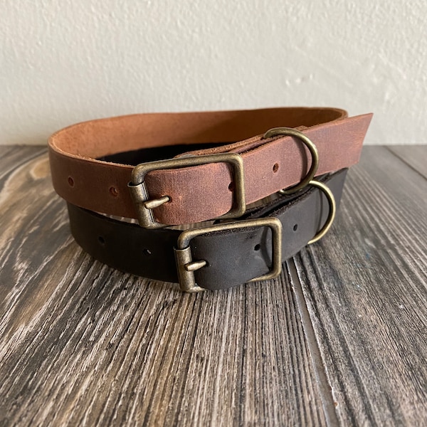 Leather Dog Collar - Brown or Black Personalized - Small Medium and Large - Gifts for Dogs & Dog Owners One-of-a-kind Dog Lover Gift