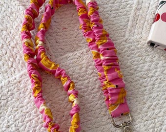 Scrunchie Lanyard, Optional Breakaway Clasp, 16 or 18 inches || Bananas On Pink