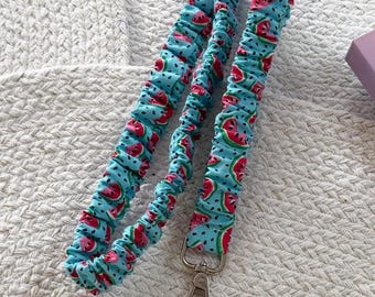 Scrunchie Lanyard, Optional Breakaway Clasp, 16 or 18 inches || Blue Watermelon Toss