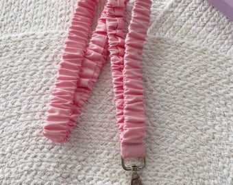 Scrunchie Lanyard, Optional Breakaway Clasp, 16 or 18 inches || Light Pink