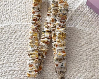 Scrunchie Lanyard, Optional Breakaway Clasp, 16 or 18 inches || Yellow Mini Floral