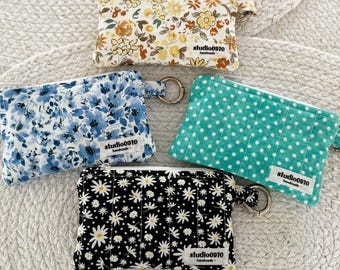 Handmade Quilted Keychain Wallet | Cotton Mini Coin Pouch
