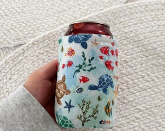 12oz Insulated Soda Can Sleeve – Sea Turtle Fabric Cozy