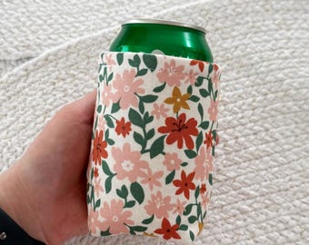 12oz Insulated Soda Can Sleeve – Cottage Floral Fabric Cozy