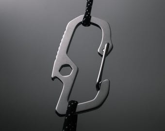 Cyber Chrome Hook Carabiner - Small Edgy Industrial Stainless Steel / Silver Chrome Quick Release / Single Clip Snap Hook / cyberpunk y2k