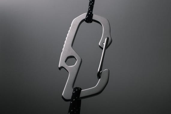 Cyber Chrome Hook Carabiner - Small Edgy Industrial Stainless Steel / Silver Chrome Quick Release / Single Clip Snap Hook / cyberpunk y2k