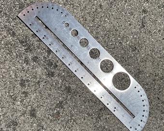 Liniaal voor cyberhulpprogramma's / gradenboog cirkelvormige gatenmeters / multifunctioneel minimalistisch stijlontwerp voor maker / nauwkeurige meting