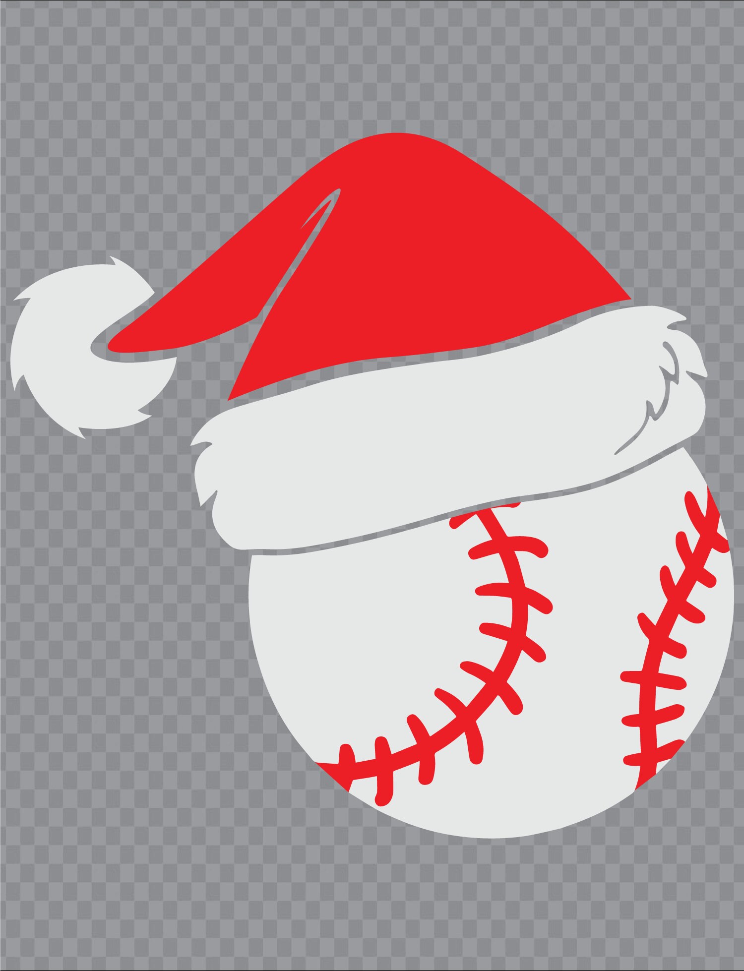 Baseball Santa Hat Christmas Sports Vector w/Print/CutFiles Etsy