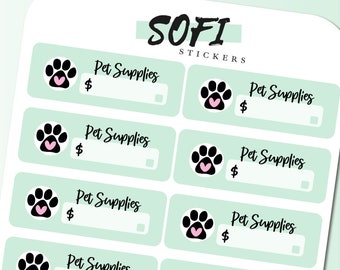 Pet Supplies Bill Due Sticker - Pegatinas de planificador verde pastel