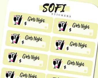 Pegatina Girls Night Bill Due - Pegatinas de planificador amarillo pastel