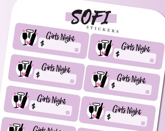 Pegatina Girls Night Bill Due - Pegatinas de planificador de color púrpura pastel