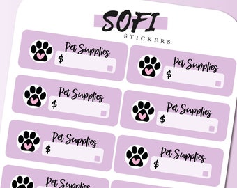 Pet Supplies Bill Due Sticker - Pegatinas de planificador de color púrpura pastel
