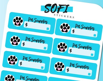 Pet Supplies Bill Due Sticker - Pegatinas de planificador azul pastel