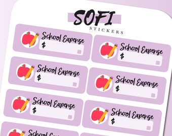 Etiqueta de pago de la factura de gastos escolares - Pegatinas de planificador púrpura pastel