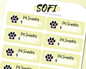Pet Supplies Bill Due Sticker - Pegatinas de planificador amarillo pastel