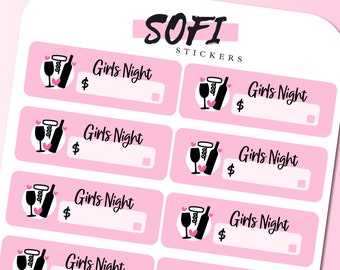 Pegatina Girls Night Bill Due - Pegatinas de planificador rosa pastel