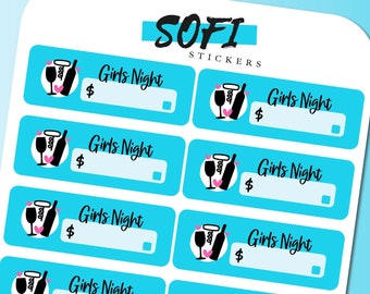 Pegatina Girls Night Bill Due - Pegatinas de planificador azul pastel