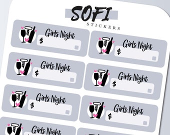 Pegatina Girls Night Bill Due - Pegatinas de planificador gris pastel
