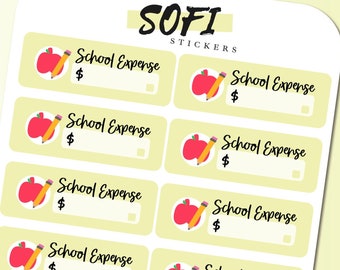 Etiqueta de pago de factura de gastos escolares - Pegatinas de planificador amarillo pastel
