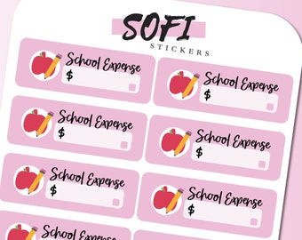 Etiqueta de pago de la factura de gastos escolares - Pegatinas de planificador rosa pastel