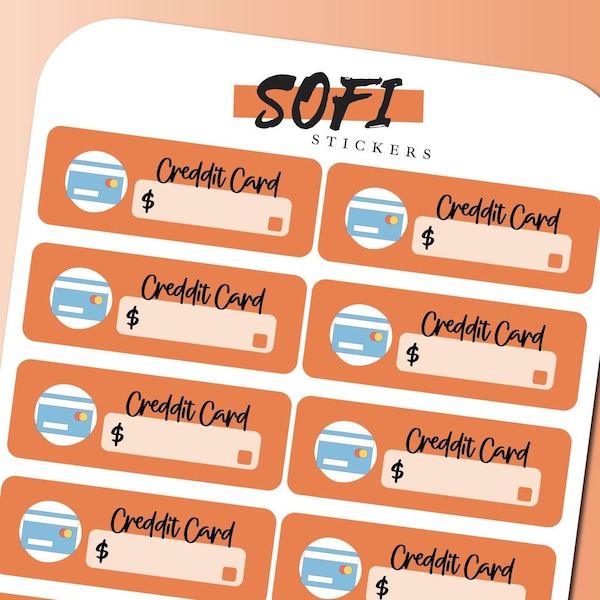 Credit Card Bill Due Sticker - Pastel Orange Planner Stickers