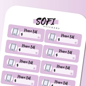 Phone Bill Due Sticker - Pastel Purple Planner Stickers
