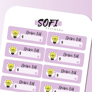 Electric Bill Due Sticker - Pastel Purple Planner Stickers