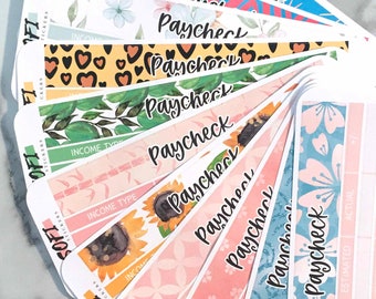 Paquete de pegatinas de cheque de pago - 12 diferentes conjunto de pegatinas de presupuesto