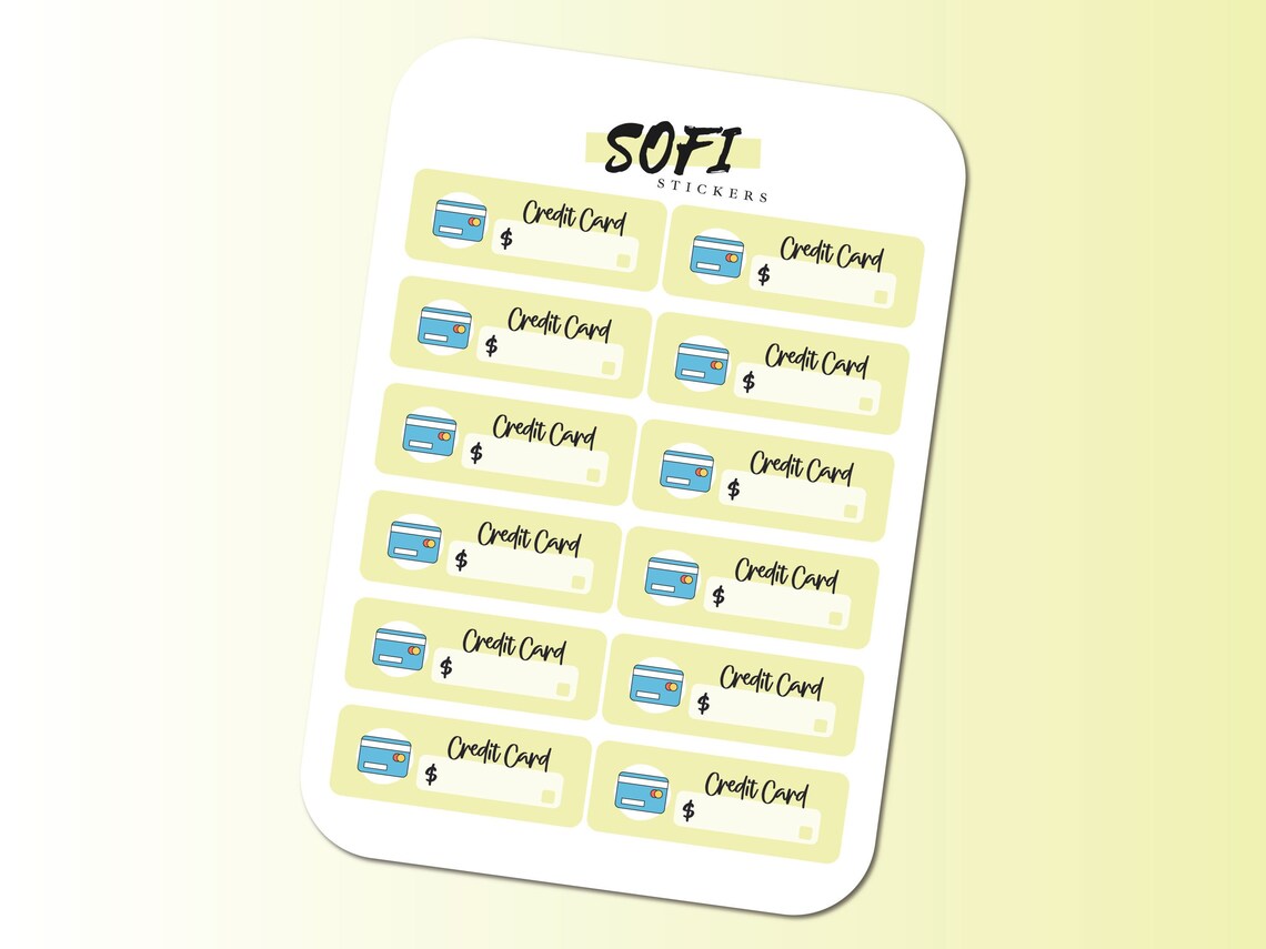 Credit Card Bill Due Sticker - Pastel Yellow Planner Stickers - Etsy