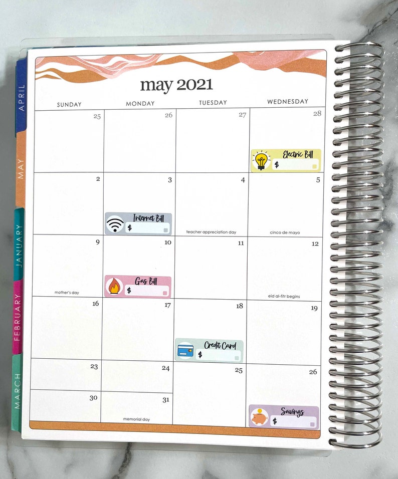 Credit Card Bill Due Sticker - Pastel Orange Planner Stickers - Etsy