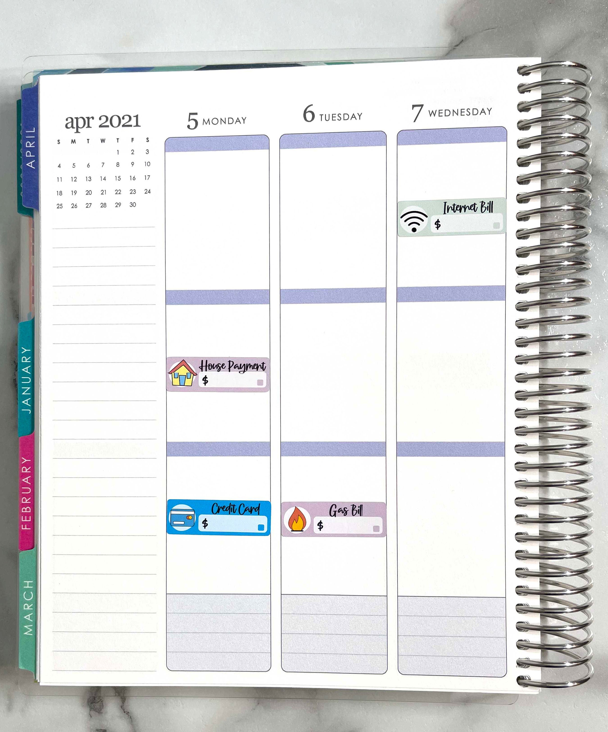 Credit Card Bill Due Sticker - Pastel Blue Planner Stickers - Etsy
