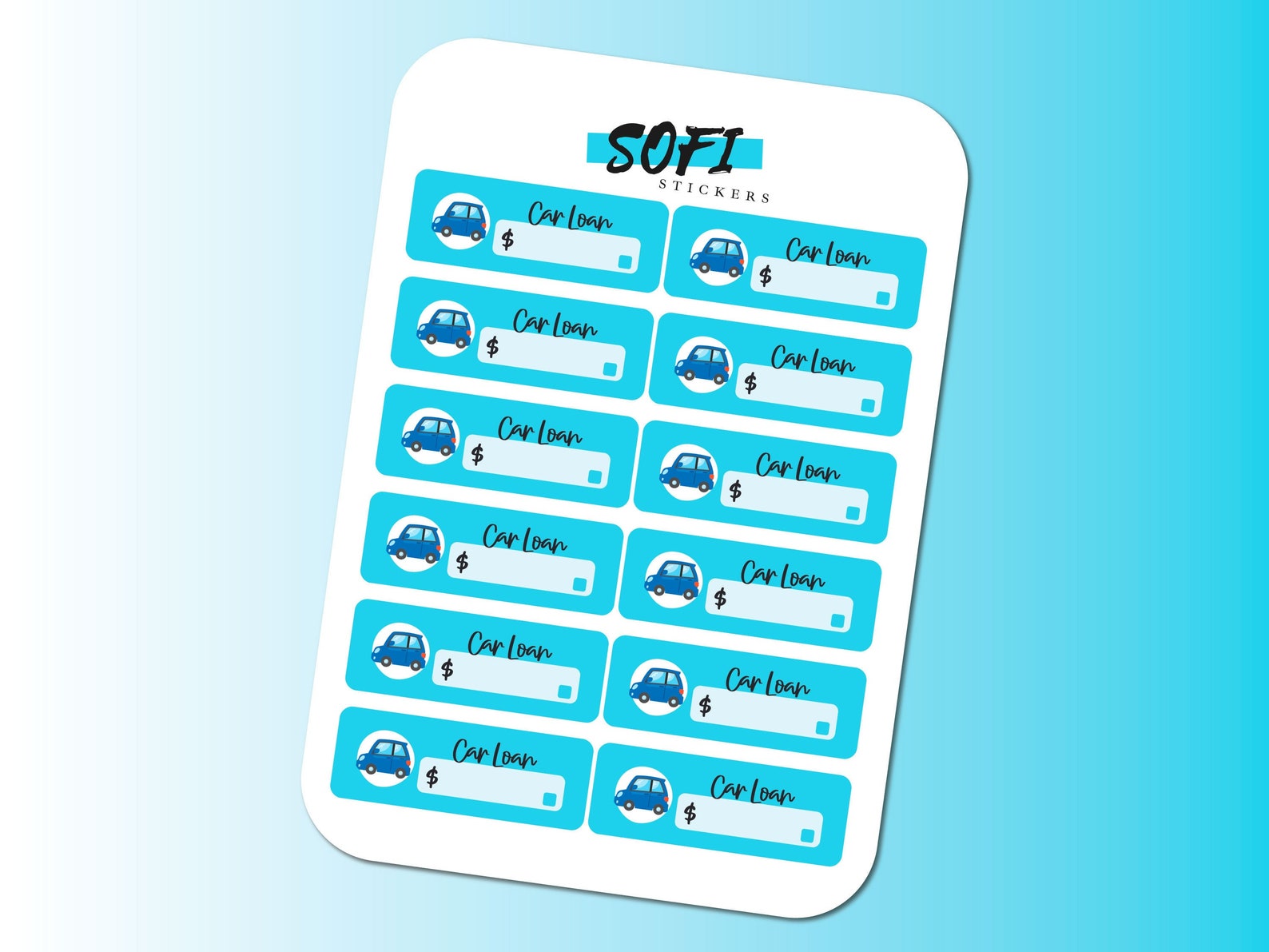 Car Loan Bill Due Tracker - Pastel Blue Planner Stickers - Etsy
