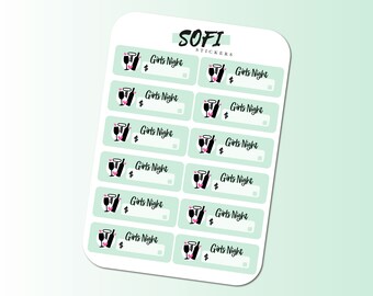 Pegatina Girls Night Bill Due - Pegatinas de planificador verde pastel