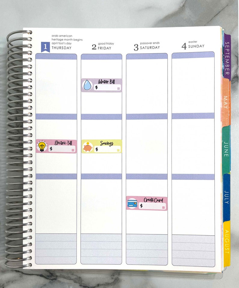 Credit Card Bill Due Sticker Pastel Pink Planner Stickers - Etsy