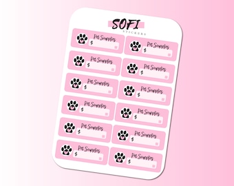 Pet Supplies Bill Due Sticker - Pegatinas de planificador rosa pastel